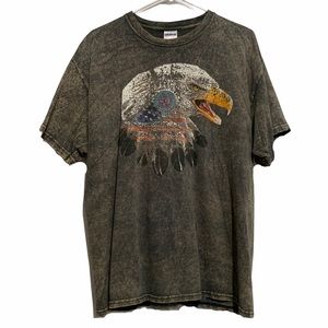 Vintage Burnout Tee Eagle Feather American Flag